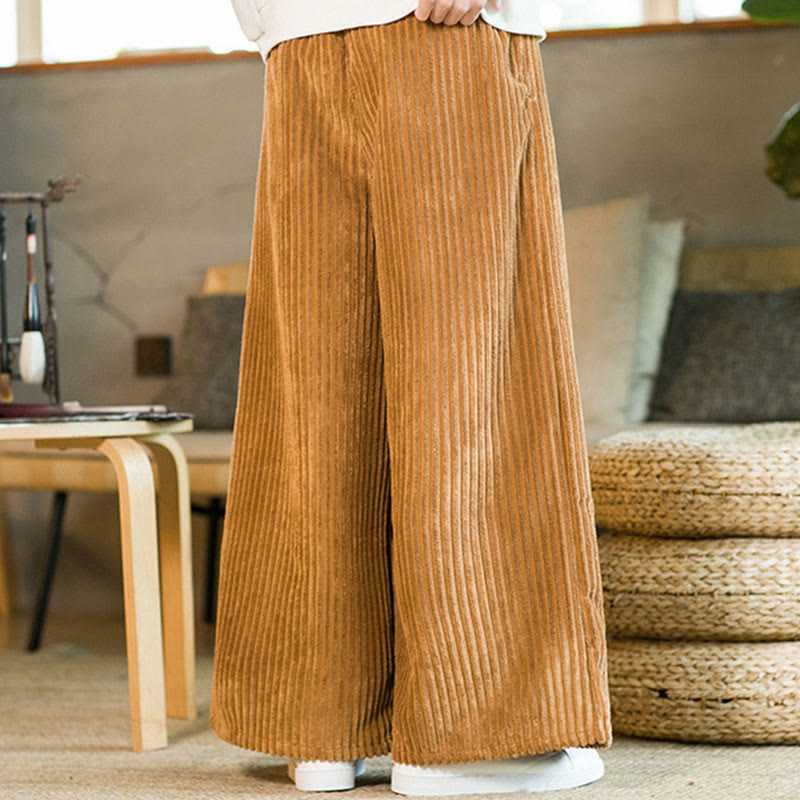 Pantalon large en velours côtelé de coton avec cordon de serrage et poches pour homme Buddha Stones Commute - image 8