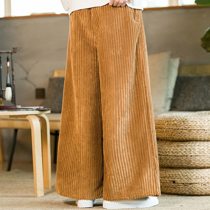 Pantalon large en velours côtelé de coton avec cordon de serrage et poches pour homme Buddha Stones Commute - image 8
