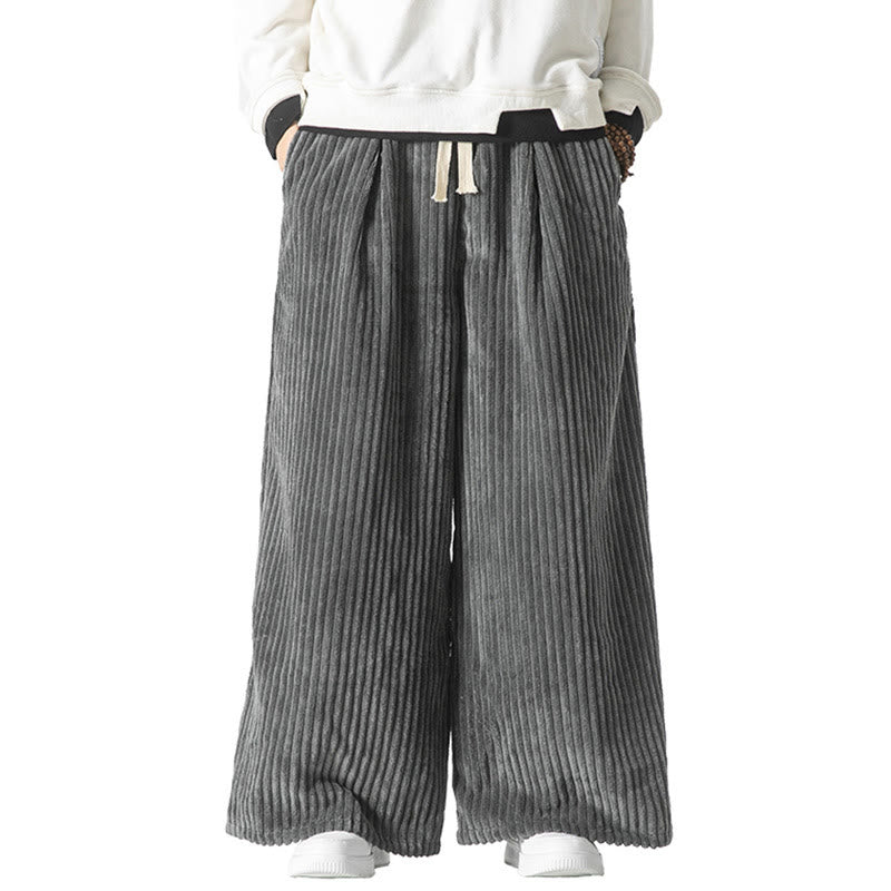 Pantalon large en velours côtelé de coton avec cordon de serrage et poches pour homme Buddha Stones Commute - image 28