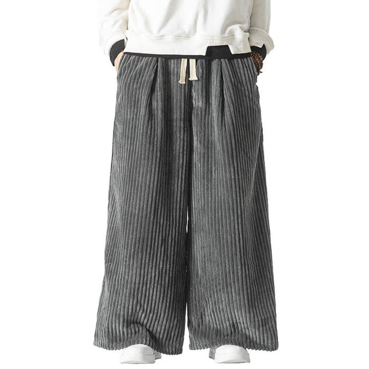 Pantalon large en velours côtelé de coton avec cordon de serrage et poches pour homme Buddha Stones Commute - image 28