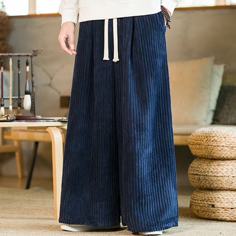 Pantalon large en velours côtelé de coton avec cordon de serrage et poches pour homme Buddha Stones Commute - image 17
