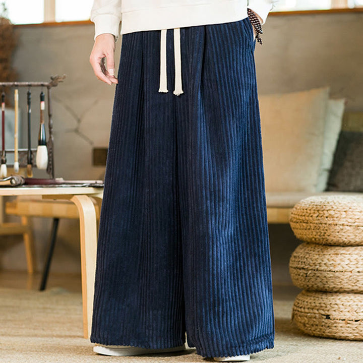 Pantalon large en velours côtelé de coton avec cordon de serrage et poches pour homme Buddha Stones Commute - image 17