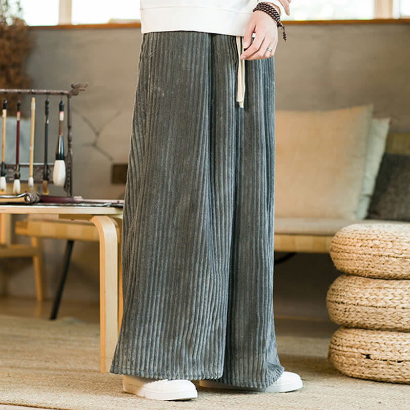 Pantalon large en velours côtelé de coton avec cordon de serrage et poches pour homme Buddha Stones Commute - image 23