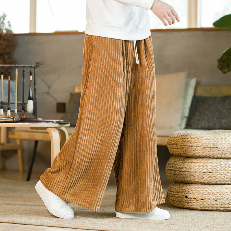 Pantalon large en velours côtelé de coton avec cordon de serrage et poches pour homme Buddha Stones Commute - image 11