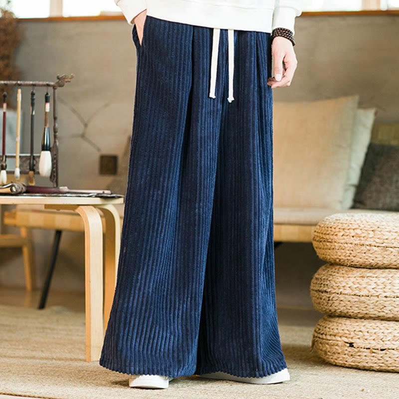 Pantalon large en velours côtelé de coton avec cordon de serrage et poches pour homme Buddha Stones Commute - image 16