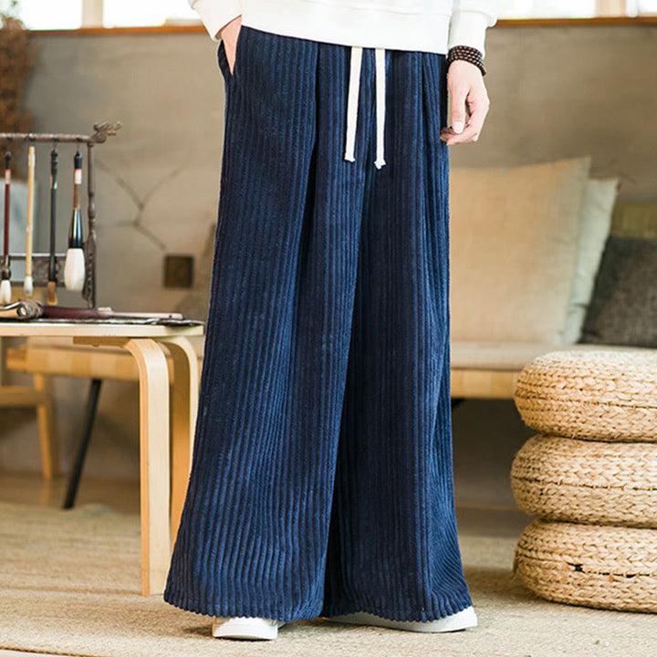 Pantalon large en velours côtelé de coton avec cordon de serrage et poches pour homme Buddha Stones Commute - image 16