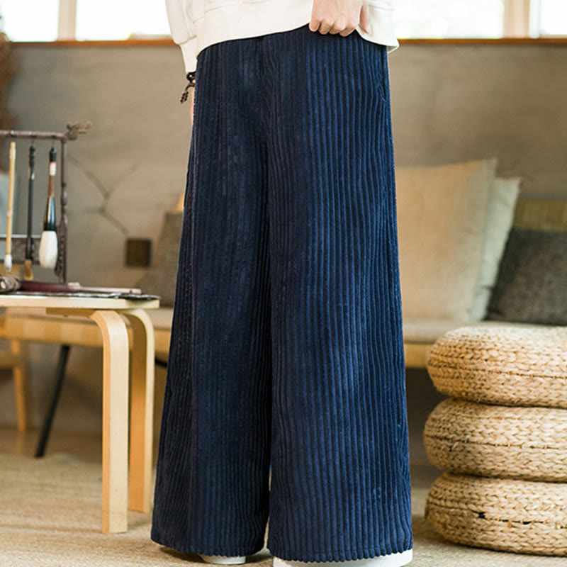 Pantalon large en velours côtelé de coton avec cordon de serrage et poches pour homme Buddha Stones Commute - image 14