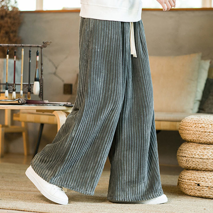Pantalon large en velours côtelé de coton avec cordon de serrage et poches pour homme Buddha Stones Commute - image 21