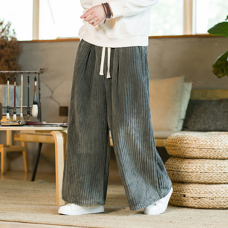 Pantalon large en velours côtelé de coton avec cordon de serrage et poches pour homme Buddha Stones Commute - image 20
