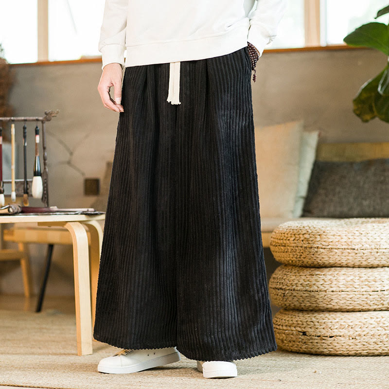 Pantalon large en velours côtelé de coton avec cordon de serrage et poches pour homme Buddha Stones Commute - image 5