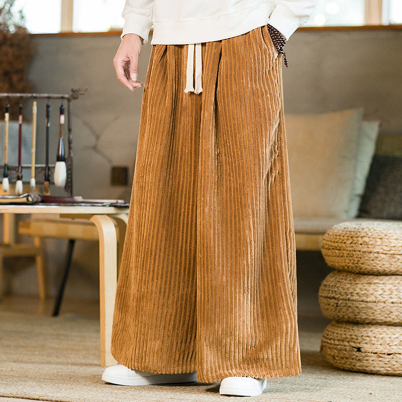 Pantalon large en velours côtelé de coton avec cordon de serrage et poches pour homme Buddha Stones Commute - image 7