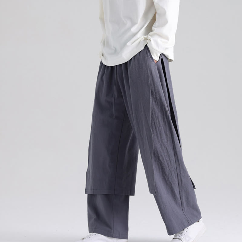 Pantalon en coton uni avec poches pour homme, motif patchwork Buddha Stones - Gris ardoise - US/UK/AU46，EU56 (5XL) - image 0