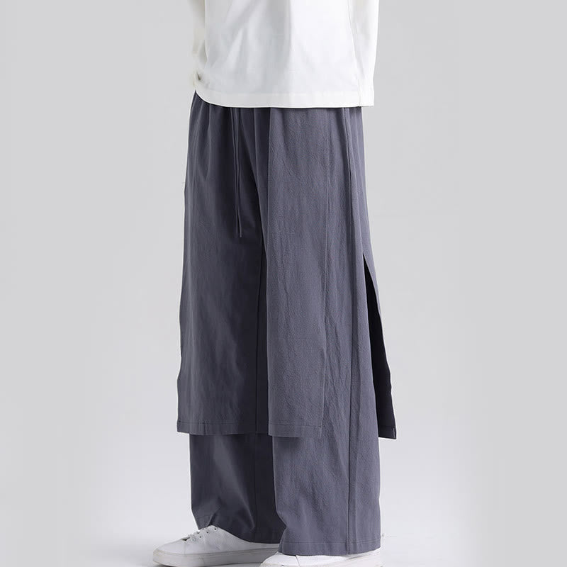 Pantalon en coton uni avec poches pour homme, motif patchwork Buddha Stones - image 1