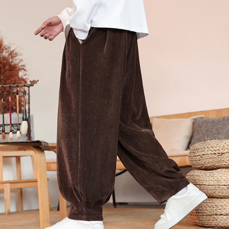 Pantalon décontracté en coton avec poches pour homme, couleur unie, design simple, motif Buddha Stones - image 4