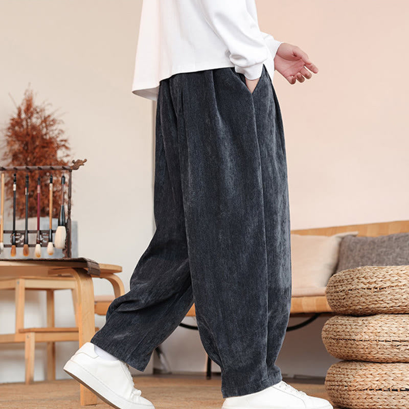 Pantalon décontracté en coton avec poches pour homme, couleur unie, design simple, motif Buddha Stones - image 23