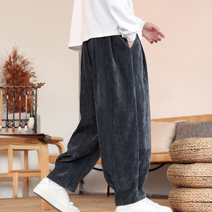 Pantalon décontracté en coton avec poches pour homme, couleur unie, design simple, motif Buddha Stones - image 23