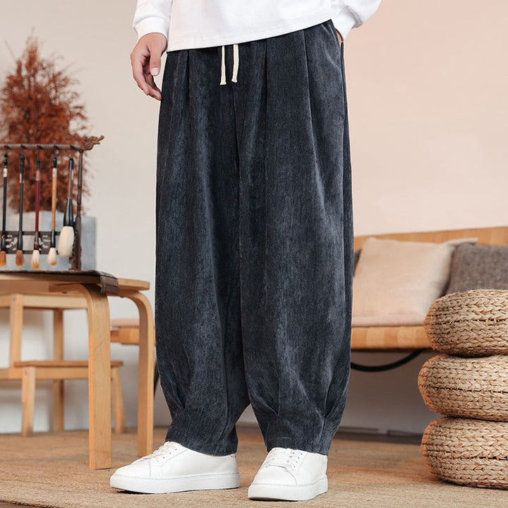 Pantalon décontracté en coton avec poches pour homme, couleur unie, design simple, motif Buddha Stones - image 20