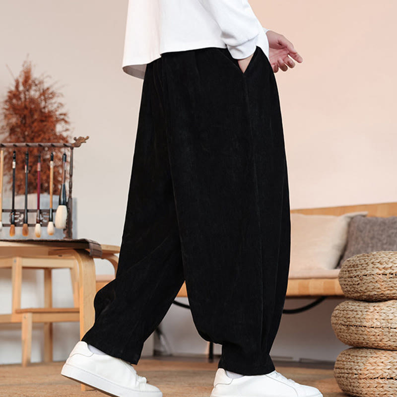 Pantalon décontracté en coton avec poches pour homme, couleur unie, design simple, motif Buddha Stones - image 15