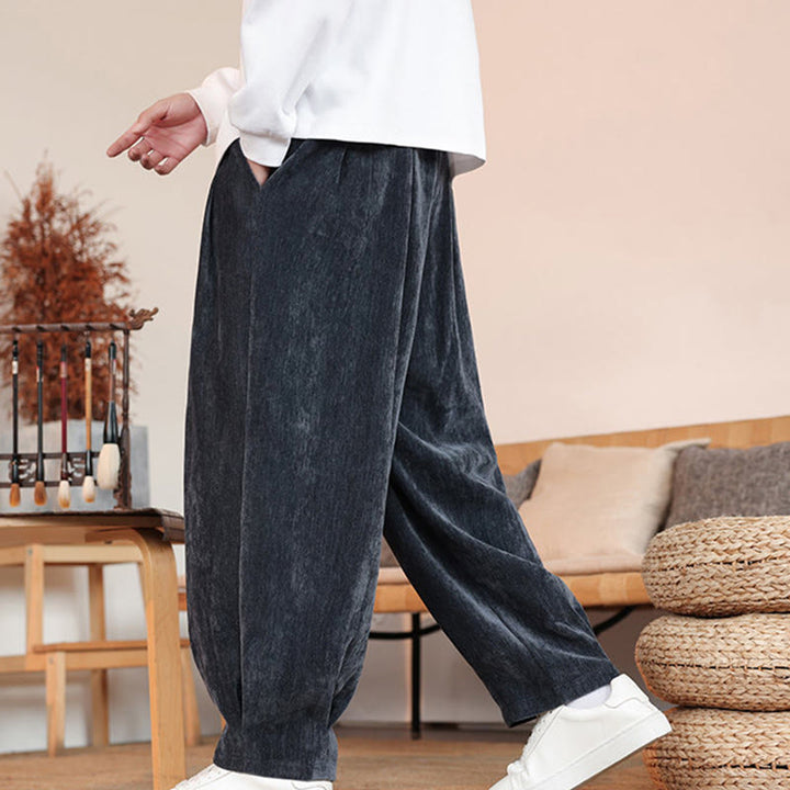 Pantalon décontracté en coton avec poches pour homme, couleur unie, design simple, motif Buddha Stones - image 19