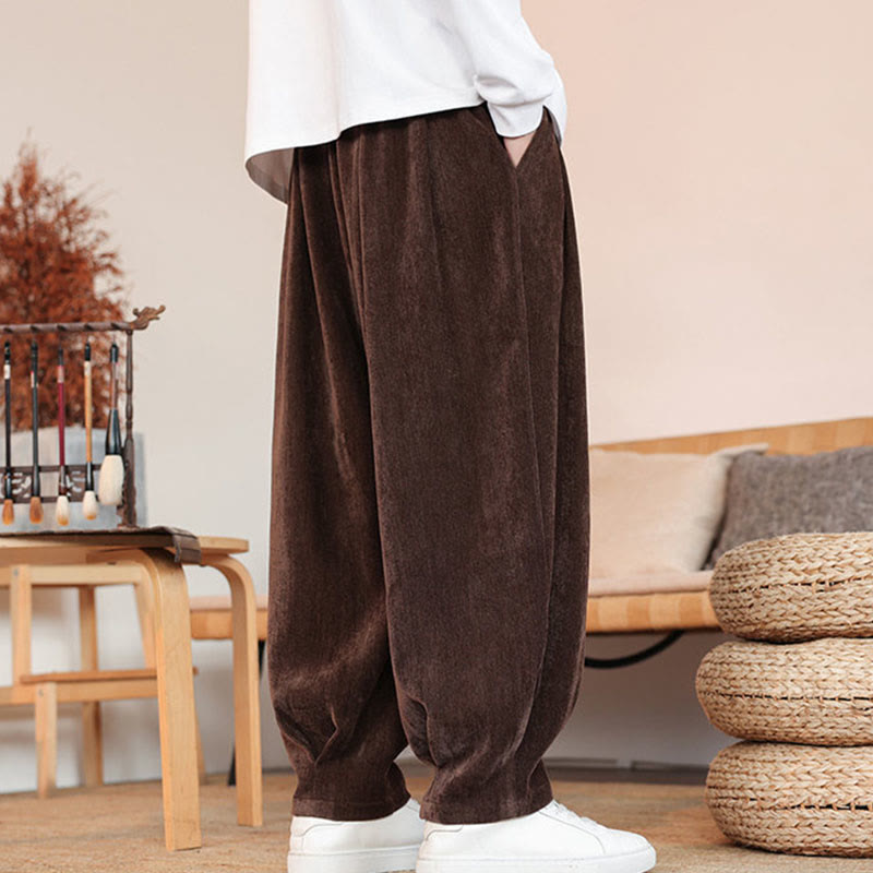 Pantalon décontracté en coton avec poches pour homme, couleur unie, design simple, motif Buddha Stones - image 3