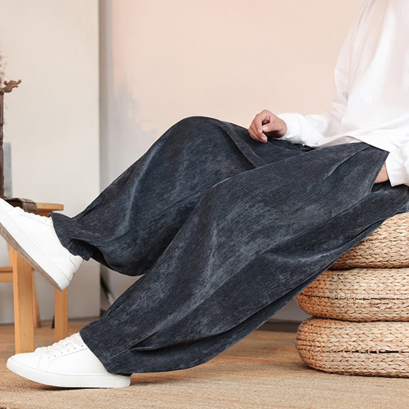 Pantalon décontracté en coton avec poches pour homme, couleur unie, design simple, motif Buddha Stones - image 24