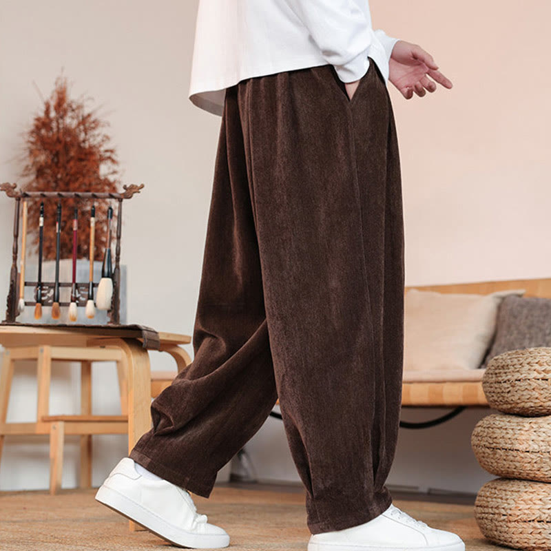 Pantalon décontracté en coton avec poches pour homme, couleur unie, design simple, motif Buddha Stones - image 5