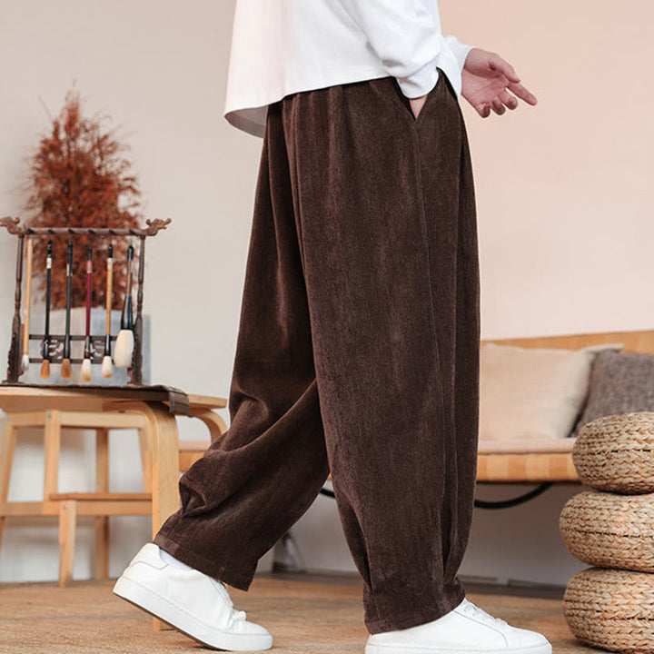 Pantalon décontracté en coton avec poches pour homme, couleur unie, design simple, motif Buddha Stones - image 5