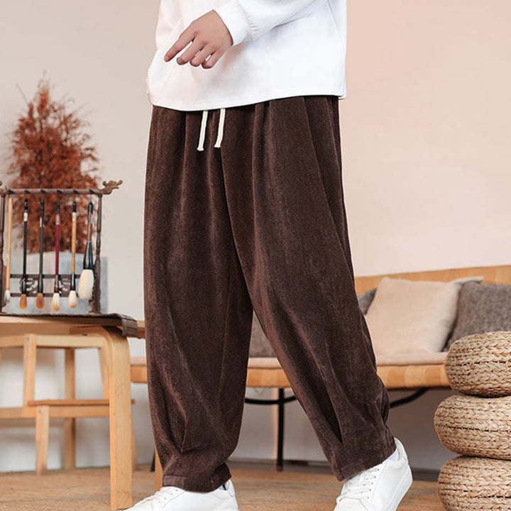 Pantalon décontracté en coton avec poches pour homme, couleur unie, design simple, motif Buddha Stones - image 2