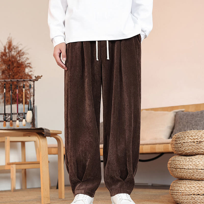 Pantalon décontracté en coton avec poches pour homme, couleur unie, design simple, motif Buddha Stones - image 1