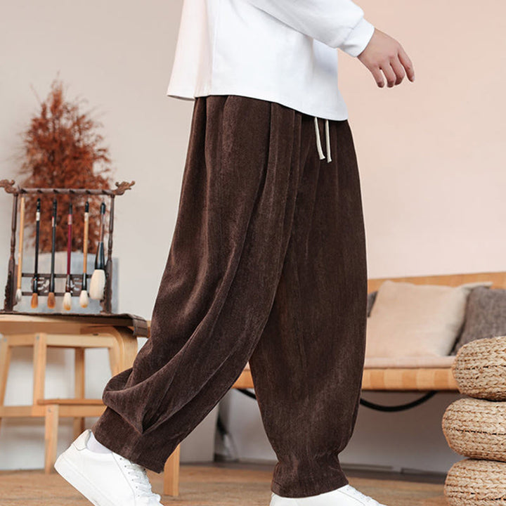 Pantalon décontracté en coton avec poches pour homme, couleur unie, design simple, motif Buddha Stones - image 8