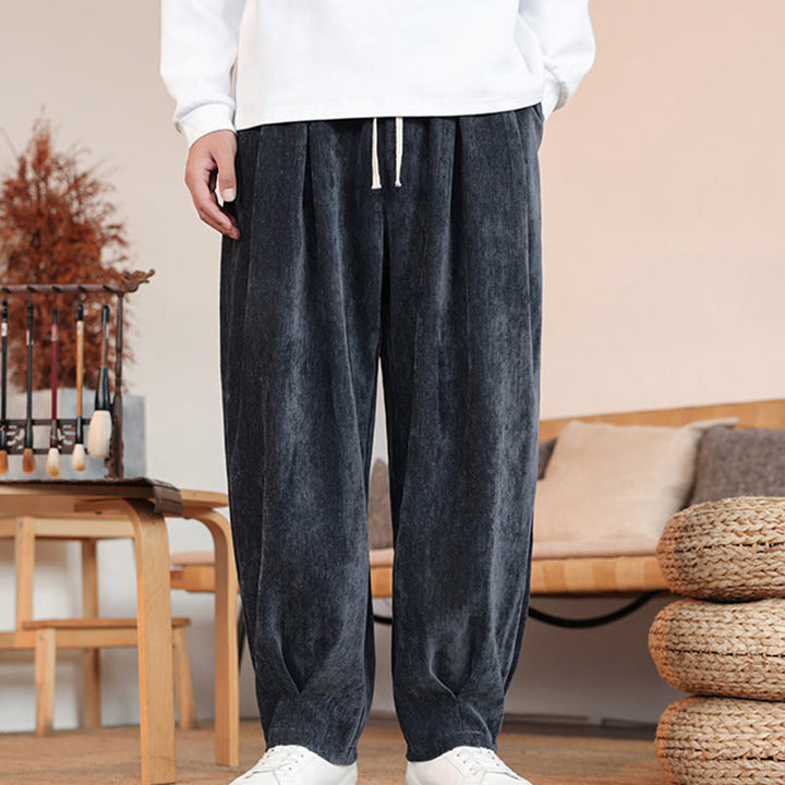 Pantalon décontracté en coton avec poches pour homme, couleur unie, design simple, motif Buddha Stones - image 18