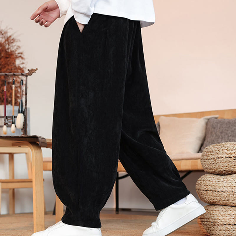 Pantalon décontracté en coton avec poches pour homme, couleur unie, design simple, motif Buddha Stones - image 14