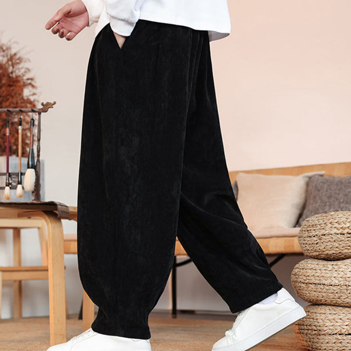 Pantalon décontracté en coton avec poches pour homme, couleur unie, design simple, motif Buddha Stones - image 14