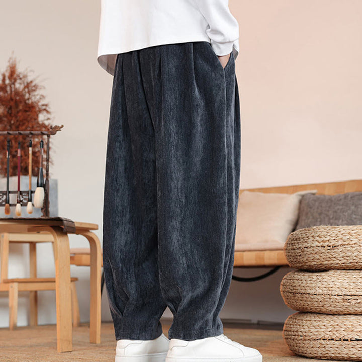 Pantalon décontracté en coton avec poches pour homme, couleur unie, design simple, motif Buddha Stones - image 22