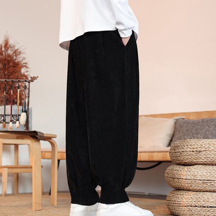 Pantalon décontracté en coton avec poches pour homme, couleur unie, design simple, motif Buddha Stones - image 10