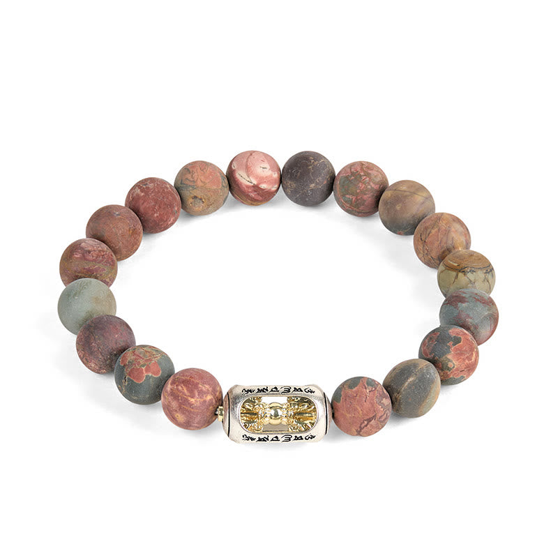 Bracelet énergétique Om Mani Padme Hum en jaspe Picasso naturel Buddha Stones - image 4