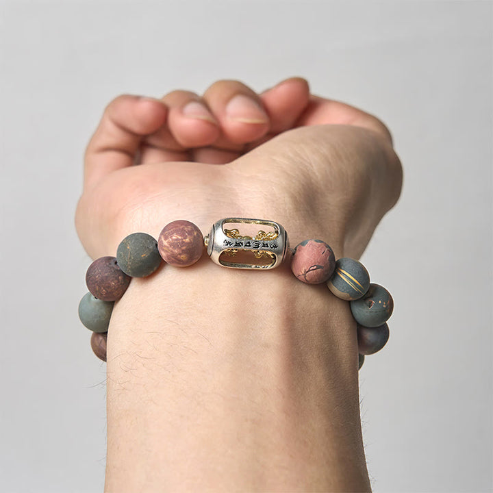 Bracelet énergétique Om Mani Padme Hum en jaspe Picasso naturel Buddha Stones - image 3
