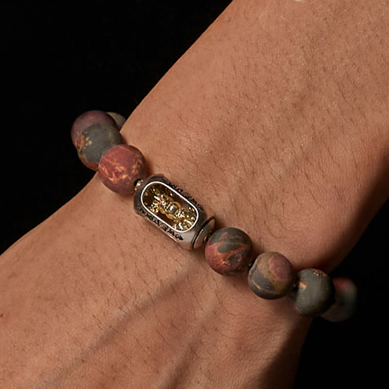 Bracelet énergétique Om Mani Padme Hum en jaspe Picasso naturel Buddha Stones - image 2