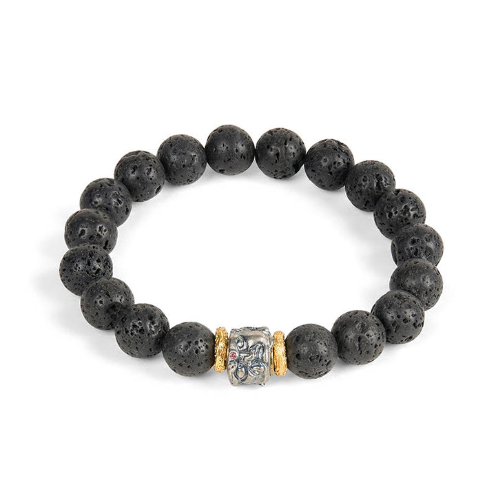 Bracelet de soutien du visage de Bouddha en pierre de lave naturelle - image 4
