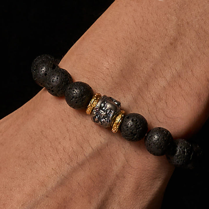 Bracelet de soutien du visage de Bouddha en pierre de lave naturelle - image 2