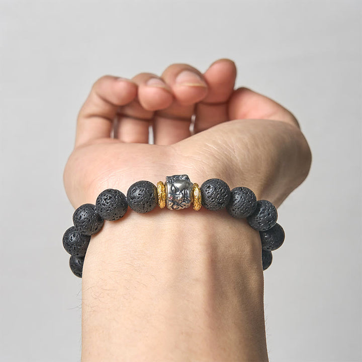 Bracelet de soutien du visage de Bouddha en pierre de lave naturelle - image 3