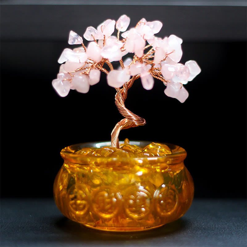 Buddha Stones, divers cristaux, citrine, améthyste, cristal rose, arbre de prospérité, décoration de la maison - Cristal rose 6*10cm - image 4