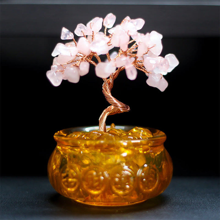 Buddha Stones, divers cristaux, citrine, améthyste, cristal rose, arbre de prospérité, décoration de la maison - Cristal rose 6*10cm - image 4