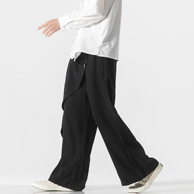 Pantalon en coton uni avec poches et motif asymétrique de Buddha Stones - image 11