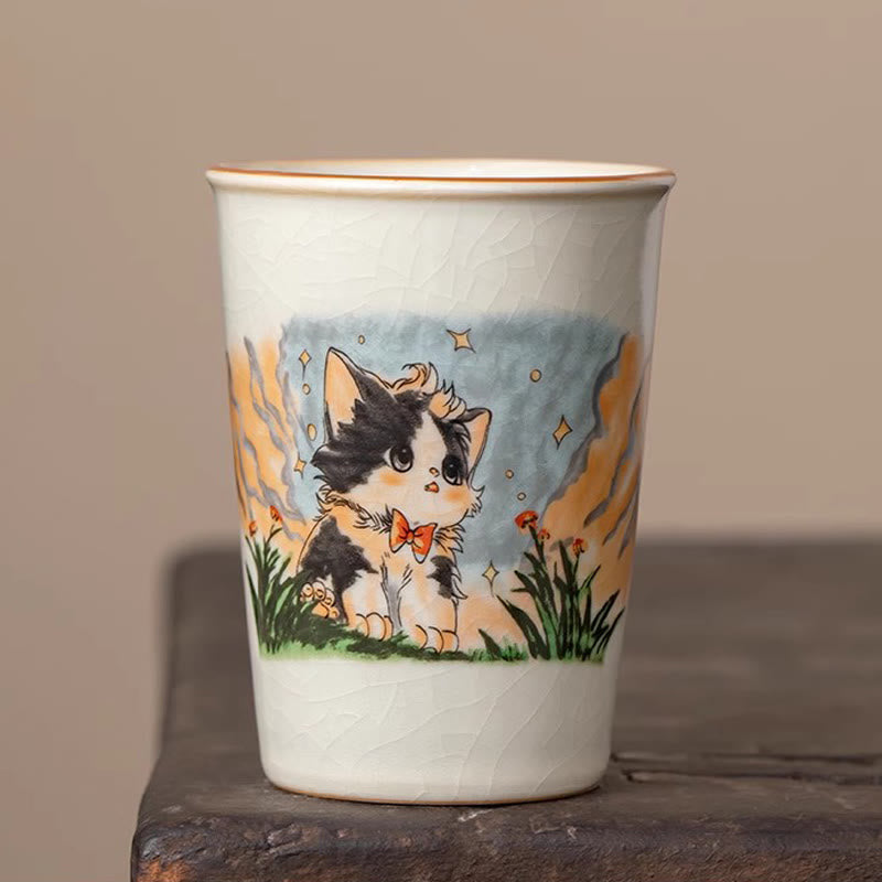 Tasse à thé Kung Fu en forme de chat avec nœud papillon et Buddha Stones - Chat 7,5 cm x 10,2 cm x 265 ml - image 8