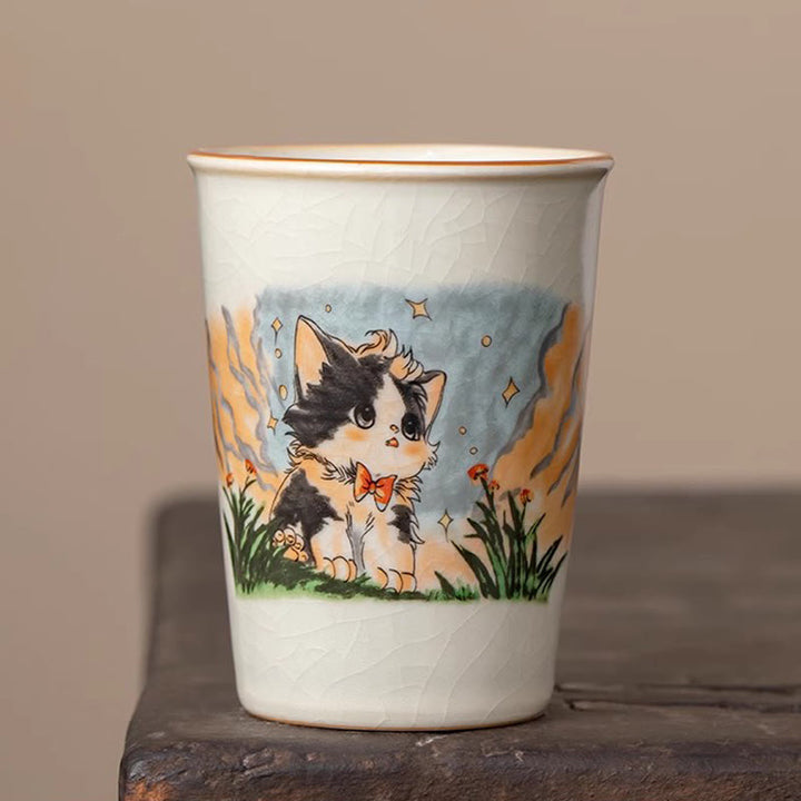 Tasse à thé Kung Fu en forme de chat avec nœud papillon et Buddha Stones - Chat 7,5 cm x 10,2 cm x 265 ml - image 8