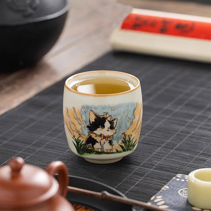 Tasse à thé Kung Fu en forme de chat avec nœud papillon et Buddha Stones - image 11
