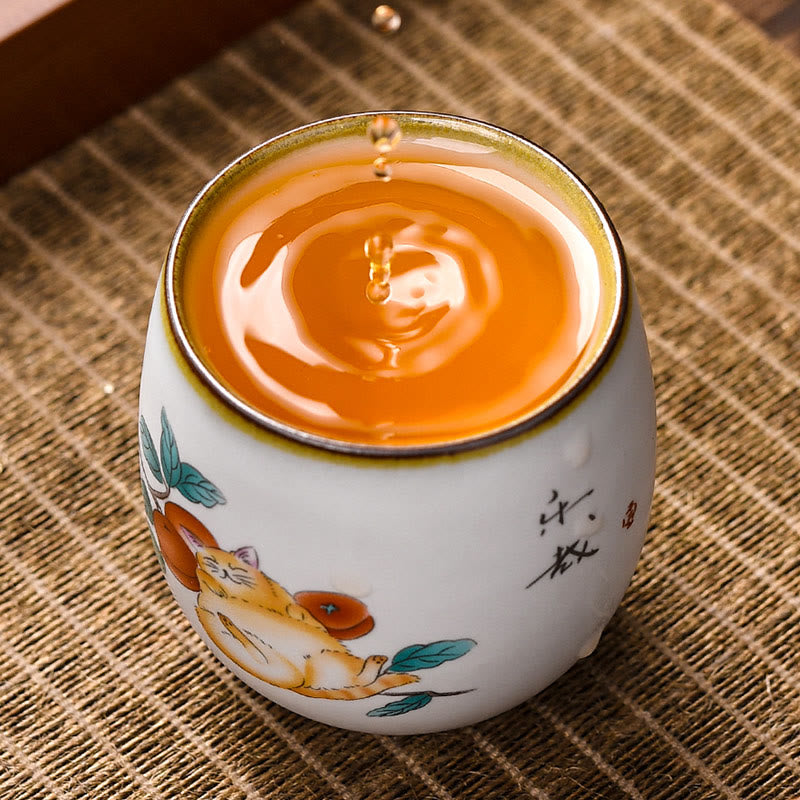Tasse à thé Kung Fu en forme de branches de chat couché mignon avec Buddha Stones et boîte cadeau - image 6
