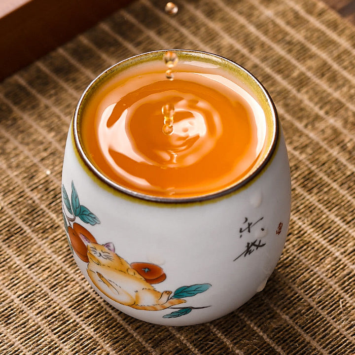 Tasse à thé Kung Fu en forme de branches de chat couché mignon avec Buddha Stones et boîte cadeau - image 6