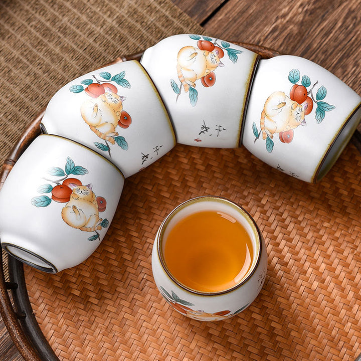 Tasse à thé Kung Fu en forme de branches de chat couché mignon avec Buddha Stones et boîte cadeau - image 9
